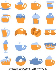 Coffee shop items, illustration, vector on a white background.