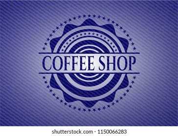 Coffee Shop jean or denim emblem or badge background