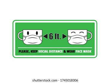 Coffee shop keep distance sign flat vector design isolated from white background, covid-19 social distancing concept design.