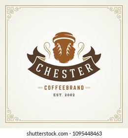 Coffee shop label design template vector illustration. Cup silhouette, good for cafeteria signage and cafe badge. Retro typography emblem.