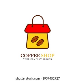 coffee shop label logo. yellow color composition. suitable for company, shop, and community logos.