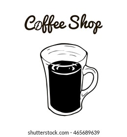 coffee shop label  with mug. vector illustration.