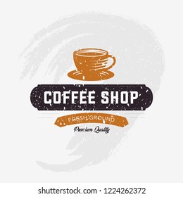 Coffee shop label with retro vintage styled design