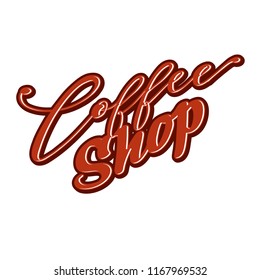 Coffee Shop lettering. Nice calligraphic artwork for greeting cards, poster pints or wall art. Hand-drawn outlined vector sketch.