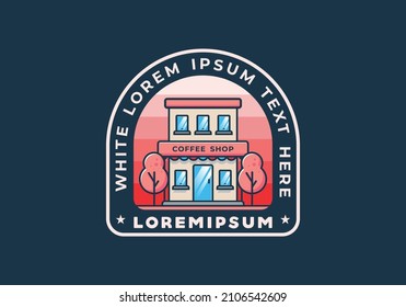 Coffee shop line art flat illustration design