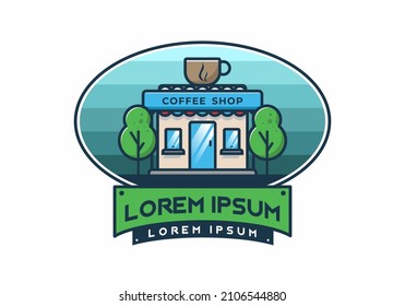 Coffee shop line art flat illustration design
