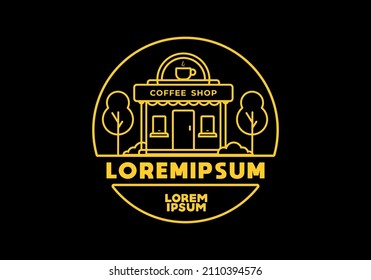 Coffee shop line art flat illustration design