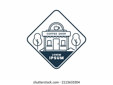 Coffee shop line art flat illustration design