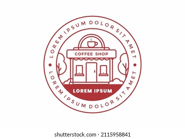 Coffee shop line art flat illustration design