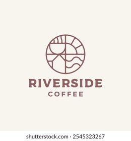 Coffee shop line art logo design template