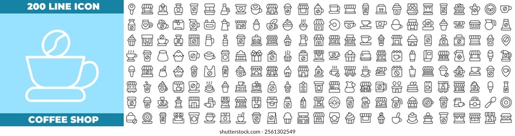 Coffee Shop Line Editable Icons set. Vector illustration in modern thin line style of Coffee shop icons: coffee, cafe, cup, etc