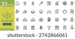 Coffee shop line icon set cup espresso latte takeout cafe service symbol collection for menu sign payment wifi tip jar pastry sandwich storefront