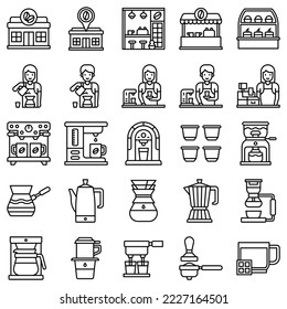 Coffee shop line icon set 1, vector illustration