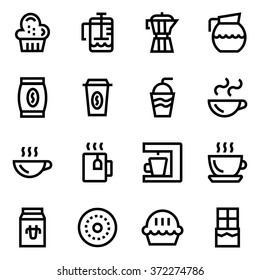 Coffee, coffee shop line icon set. Pixel perfect fully editable vector icon suitable for websites, info graphics and print media.