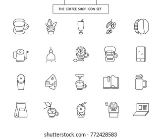 Coffee Shop Line Icon set