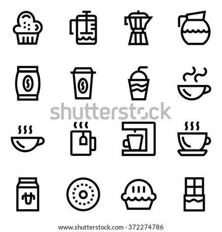 Coffee, coffee shop line icon set. Pixel perfect fully editable vector icon suitable for websites, info graphics and print media.
