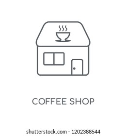 Coffee shop linear icon. Coffee shop concept stroke symbol design. Thin graphic elements vector illustration, outline pattern on a white background, eps 10.