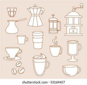 Coffee shop line-art icon set