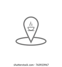 Coffee shop location with coffee cup line icon. Web element. Premium quality graphic design. Signs symbols collection, simple icon for websites, web design, mobile, info graphics on white background