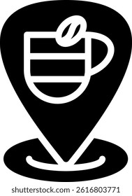 Coffee Shop Location Glyph Vector Icon Design