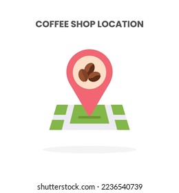 Coffee Shop Location icon flat. Vector illustration on white background. Can used for web, app, digital product, presentation, UI and many more.