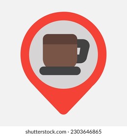 Coffee shop location icon in flat style, use for website mobile app presentation
