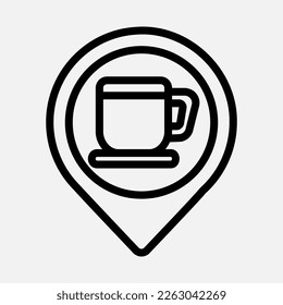 Coffee shop location icon in line style, use for website mobile app presentation