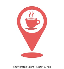 Coffee shop location icon. orange vector