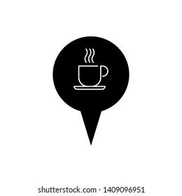 Coffee Shop Location Icon. Pointer or Navigation Illustration As A Simple Vector Sign & Trendy Symbol for Design and Websites, Presentation or Application.