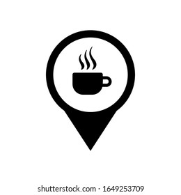 Café-Location-Symbol. Zeiger- oder Navigationsillustration als einfaches Zeichen für Vektorillustration 