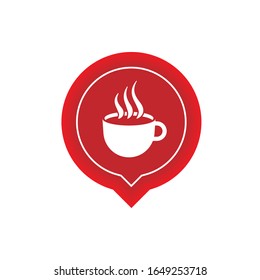 Coffee Shop Location Icon. Pointer or Navigation Illustration As A Simple Vector Sign 