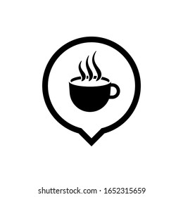 Coffee Shop Location Icon. Pointer or Navigation Illustration As A Simple Vector Sign & Trendy Symbol for Design and Websites, Presentation or Apps Elements.