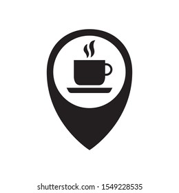 Coffee shop location icon in trendy flat style design. Vector graphic illustration. Suitable for website design, logo, app, and ui. EPS 10.