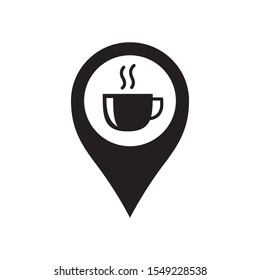 Coffee shop location icon in trendy flat style design. Vector graphic illustration. Suitable for website design, logo, app, and ui. EPS 10.