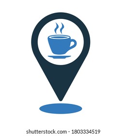 Coffee shop location icon. vector design is isolated on a white background for multipurpose use