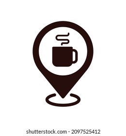 Coffee shop location pin icon, Vector, Illustration.