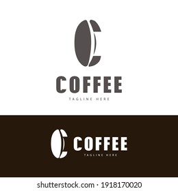 Coffee Shop Logo. Abstract Initial C Letter with Negative Space Coffee Icon inside isolated on Double Background, Logotypes collection for coffee shop, cafe, restaurant. Vector icon illustration. 