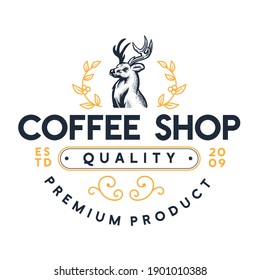 Coffee Shop Logo Animal Deer Illustration