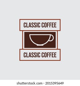 Coffee Shop Logo, Badge and Label Design. Cup, beans, cafe vintage style retro object vector illustration.