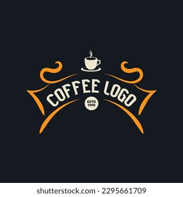 Coffee Shop Logo, Badge and Label Design Element. Cup, beans, cafe vintage style object. retro vector illustration.