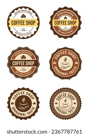 Coffee shop logo badge label vector art set. Simple retro vintage label illustration