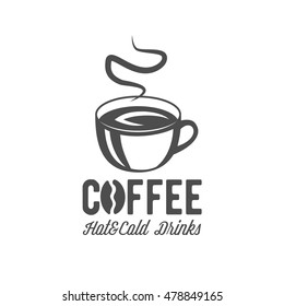 Coffee shop logo, badge, label and design elements vintage vector illustration. Hipster and retro style. 