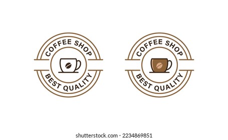 Diseño vectorial del sello del logotipo de la tienda de café