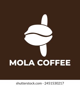 Coffee Shop-Logo, Kaffeebohnen-Logo in Form eines Mola-Fisch.