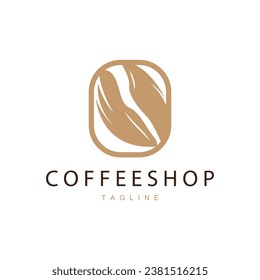 Coffee Shop Logo, Black Coffee Bean Design Vector Drink Simple Symbol Illustration Template