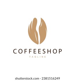 Coffee Shop Logo, Black Coffee Bean Design Vector Drink Simple Symbol Illustration Template