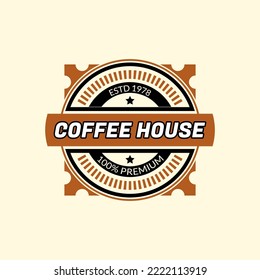 coffee shop logo, black and brown logo with bright background