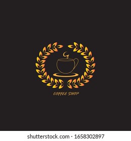 coffee shop logo with a bright gold color concept, symbolizing the glory and brightness of the business. Function for the logo of the cafe, brand, etc.