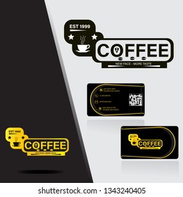 coffee shop logo with business card, vector.