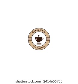 Coffee shop logo, circular sticker or label vector graphics